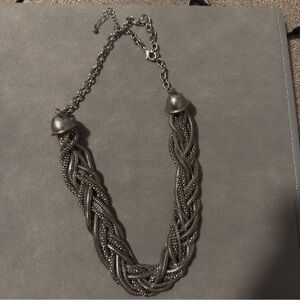 Mesh chunky modern chic Elegant Silver Braided Necklace